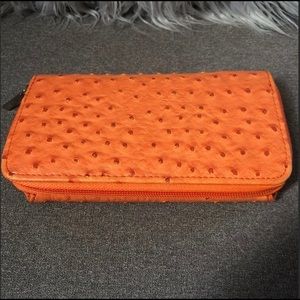 $⬇️ Orange Ostrich skin wallet